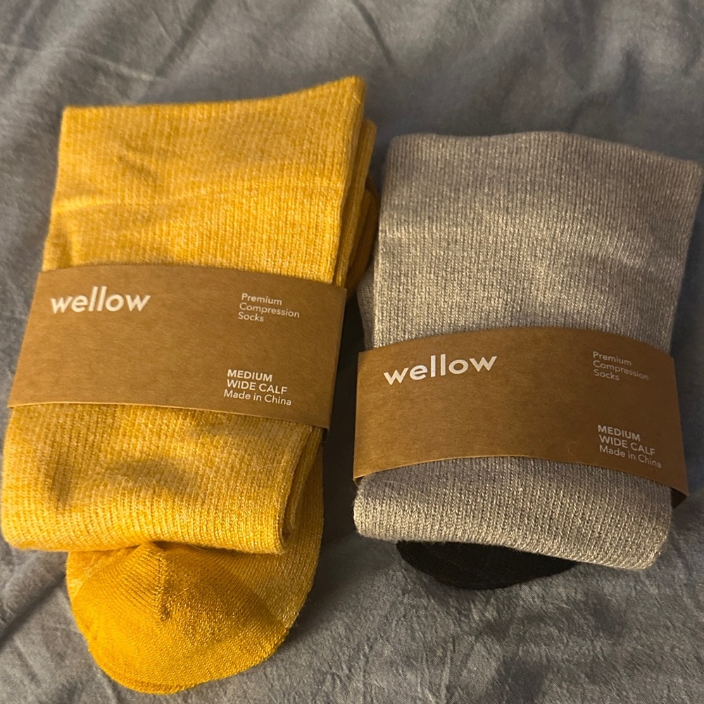 Womens Premium Compression Socks - Yellow and Gray/black